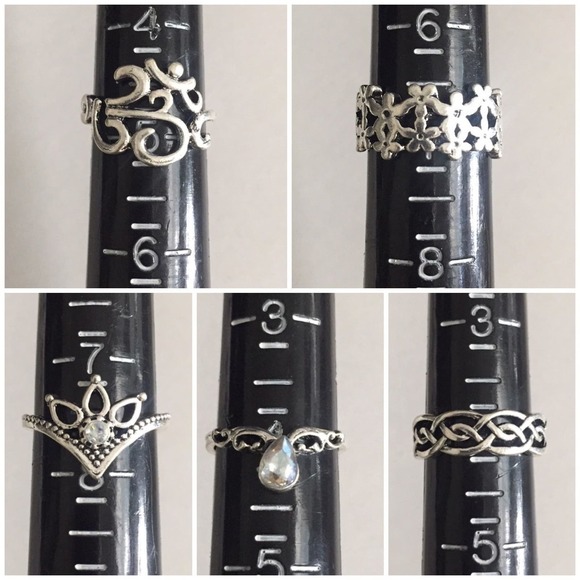 10 Piece Floral White Opal Midi Ring Set - Picture 4 of 5